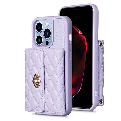 Coque Silicone Gel Motif Cuir Housse Etui BF1 pour Apple iPhone 13 Pro Violet Clair