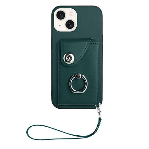 Coque Silicone Gel Motif Cuir Housse Etui BF1 pour Apple iPhone 14 Plus Vert Nuit