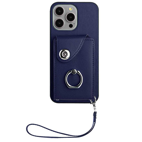 Coque Silicone Gel Motif Cuir Housse Etui BF1 pour Apple iPhone 14 Pro Bleu