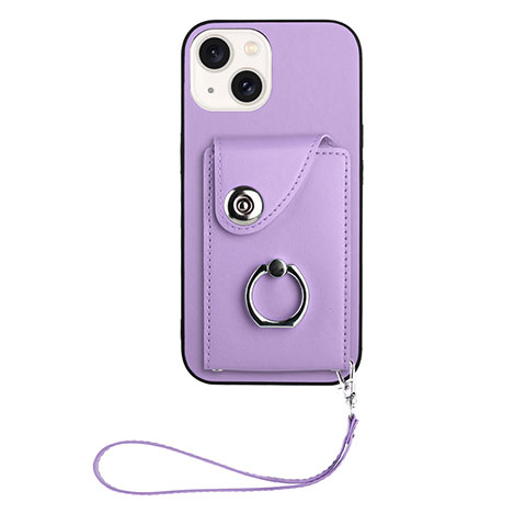 Coque Silicone Gel Motif Cuir Housse Etui BF1 pour Apple iPhone 14 Violet