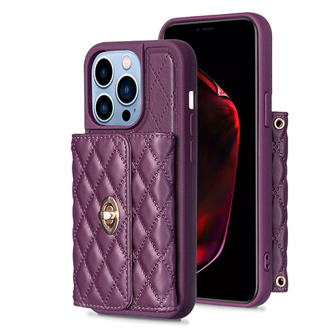 Coque Silicone Gel Motif Cuir Housse Etui BF1 pour Apple iPhone 15 Pro Max Violet