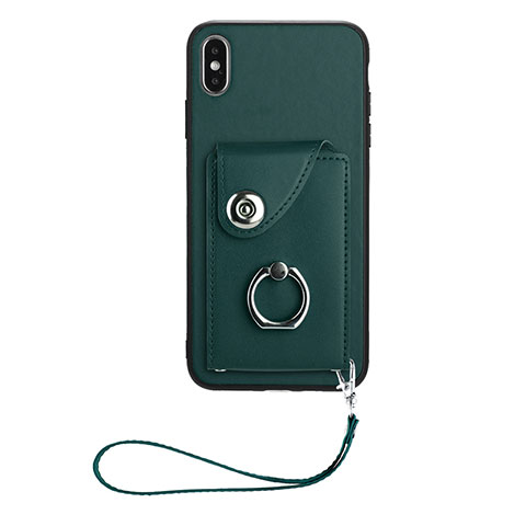 Coque Silicone Gel Motif Cuir Housse Etui BF1 pour Apple iPhone X Vert Nuit