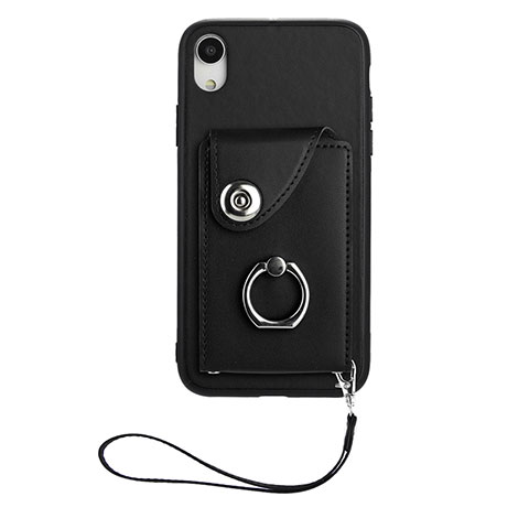 Coque Silicone Gel Motif Cuir Housse Etui BF1 pour Apple iPhone XR Noir