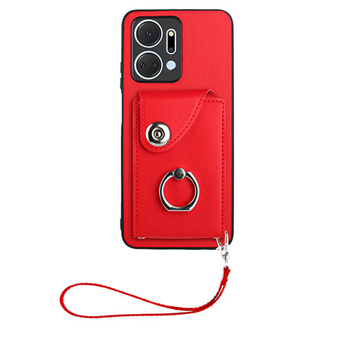 Coque Silicone Gel Motif Cuir Housse Etui BF1 pour Huawei Honor X7a Rouge