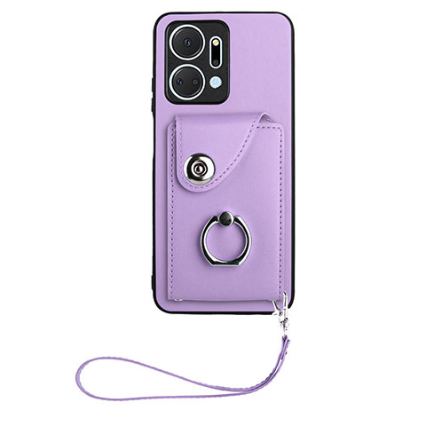 Coque Silicone Gel Motif Cuir Housse Etui BF1 pour Huawei Honor X7a Violet