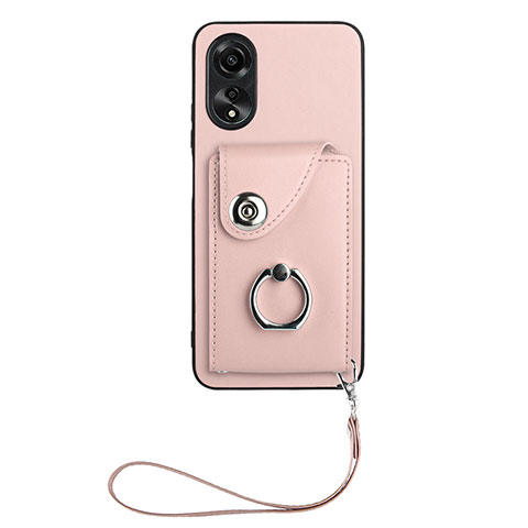 Coque Silicone Gel Motif Cuir Housse Etui BF1 pour Oppo A18 Or Rose