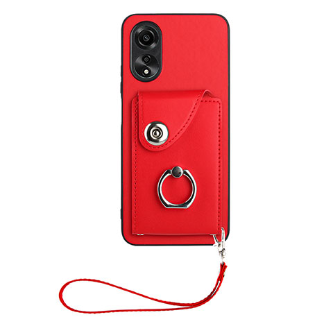 Coque Silicone Gel Motif Cuir Housse Etui BF1 pour Oppo A18 Rouge