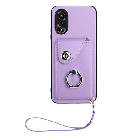 Coque Silicone Gel Motif Cuir Housse Etui BF1 pour Oppo A38 Violet