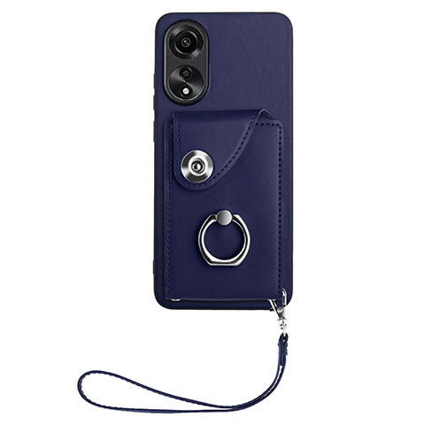 Coque Silicone Gel Motif Cuir Housse Etui BF1 pour Oppo A78 4G Bleu