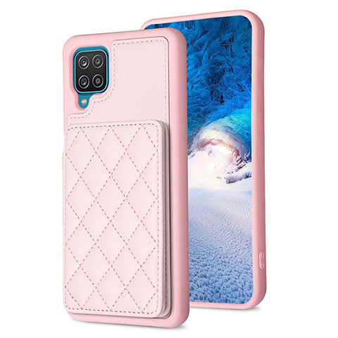 Coque Silicone Gel Motif Cuir Housse Etui BF1 pour Samsung Galaxy A12 Or Rose