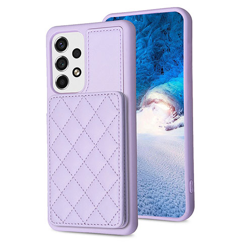 Coque Silicone Gel Motif Cuir Housse Etui BF1 pour Samsung Galaxy A13 4G Violet Clair