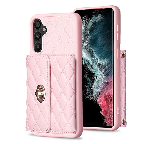 Coque Silicone Gel Motif Cuir Housse Etui BF1 pour Samsung Galaxy A34 5G Or Rose