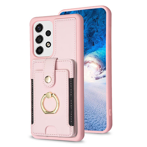 Coque Silicone Gel Motif Cuir Housse Etui BF1 pour Samsung Galaxy A53 5G Or Rose