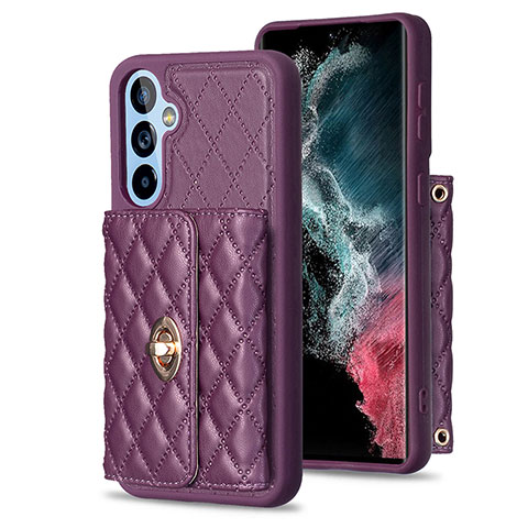 Coque Silicone Gel Motif Cuir Housse Etui BF1 pour Samsung Galaxy Quantum4 5G Violet