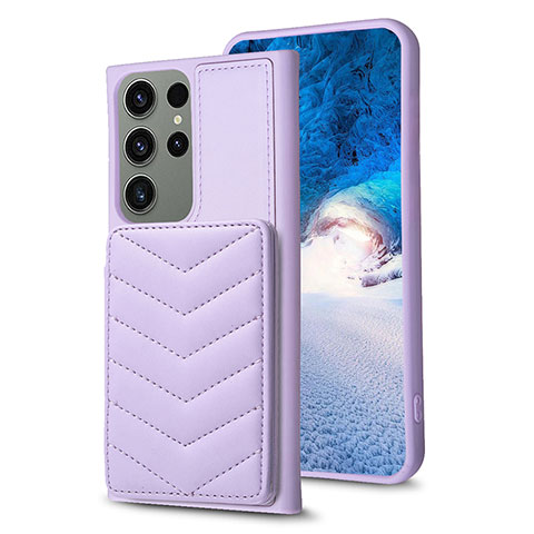 Coque Silicone Gel Motif Cuir Housse Etui BF1 pour Samsung Galaxy S22 Ultra 5G Violet Clair