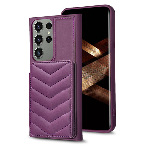 Coque Silicone Gel Motif Cuir Housse Etui BF1 pour Samsung Galaxy S24 Ultra 5G Violet