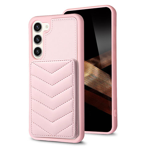 Coque Silicone Gel Motif Cuir Housse Etui BF1 pour Samsung Galaxy S25 5G Or Rose