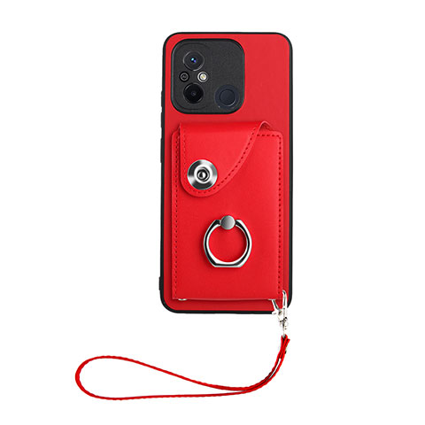 Coque Silicone Gel Motif Cuir Housse Etui BF1 pour Xiaomi Poco C55 Rouge