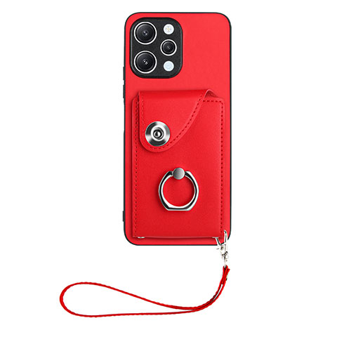 Coque Silicone Gel Motif Cuir Housse Etui BF1 pour Xiaomi Poco M6 Pro 5G Rouge