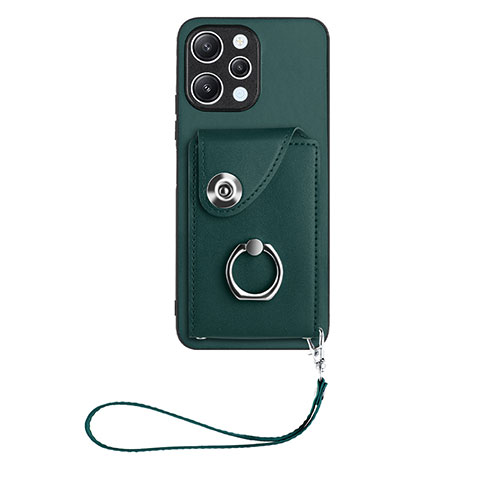 Coque Silicone Gel Motif Cuir Housse Etui BF1 pour Xiaomi Poco M6 Pro 5G Vert Nuit