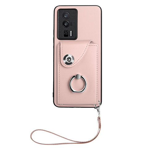 Coque Silicone Gel Motif Cuir Housse Etui BF1 pour Xiaomi Redmi K60 5G Or Rose