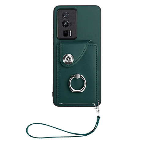 Coque Silicone Gel Motif Cuir Housse Etui BF1 pour Xiaomi Redmi K60 5G Vert Nuit