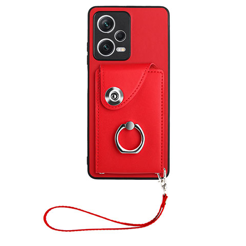 Coque Silicone Gel Motif Cuir Housse Etui BF1 pour Xiaomi Redmi Note 12 Pro+ Plus 5G Rouge