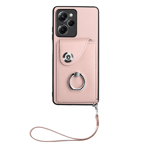 Coque Silicone Gel Motif Cuir Housse Etui BF1 pour Xiaomi Redmi Note 12 Pro Speed 5G Or Rose