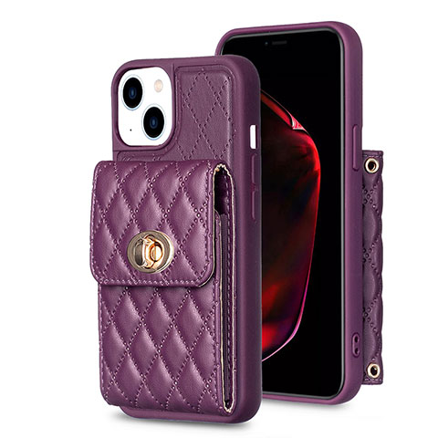 Coque Silicone Gel Motif Cuir Housse Etui BF2 pour Apple iPhone 14 Plus Violet