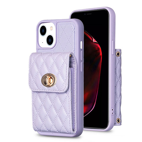 Coque Silicone Gel Motif Cuir Housse Etui BF2 pour Apple iPhone 14 Plus Violet Clair