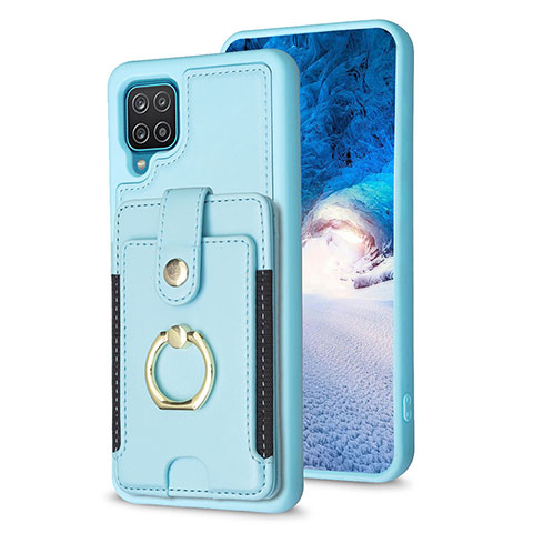 Coque Silicone Gel Motif Cuir Housse Etui BF2 pour Samsung Galaxy A12 5G Bleu Clair