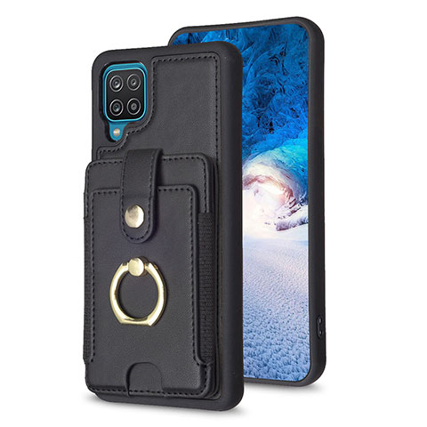 Coque Silicone Gel Motif Cuir Housse Etui BF2 pour Samsung Galaxy A12 5G Noir