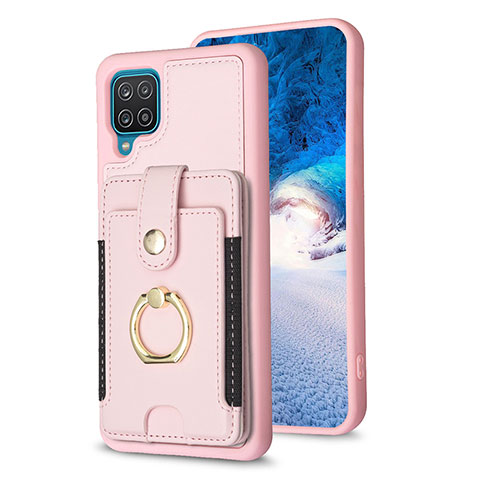 Coque Silicone Gel Motif Cuir Housse Etui BF2 pour Samsung Galaxy A12 Or Rose