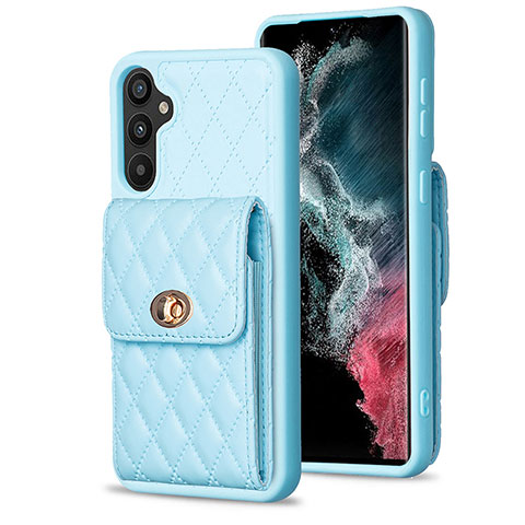 Coque Silicone Gel Motif Cuir Housse Etui BF2 pour Samsung Galaxy A34 5G Bleu Ciel