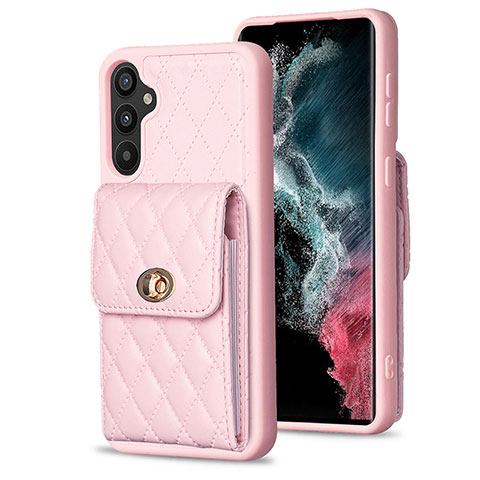 Coque Silicone Gel Motif Cuir Housse Etui BF2 pour Samsung Galaxy A34 5G Or Rose