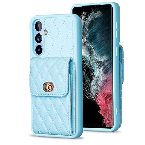 Coque Silicone Gel Motif Cuir Housse Etui BF2 pour Samsung Galaxy A54 5G Bleu Ciel