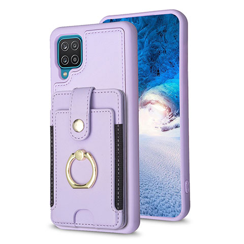 Coque Silicone Gel Motif Cuir Housse Etui BF2 pour Samsung Galaxy F12 Violet Clair