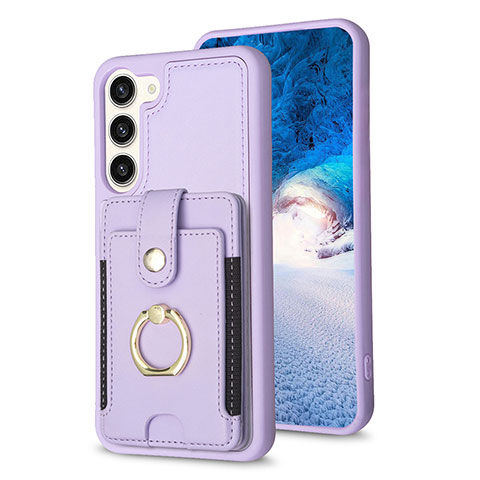 Coque Silicone Gel Motif Cuir Housse Etui BF2 pour Samsung Galaxy S22 5G Violet Clair