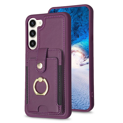 Coque Silicone Gel Motif Cuir Housse Etui BF2 pour Samsung Galaxy S22 Plus 5G Violet