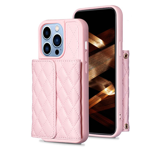 Coque Silicone Gel Motif Cuir Housse Etui BF3 pour Apple iPhone 13 Pro Max Or Rose