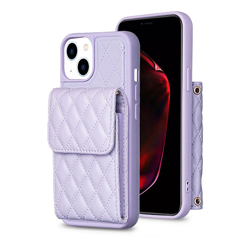 Coque Silicone Gel Motif Cuir Housse Etui BF3 pour Apple iPhone 14 Violet Clair