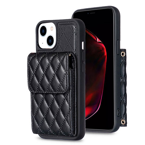 Coque Silicone Gel Motif Cuir Housse Etui BF3 pour Apple iPhone 15 Plus Noir