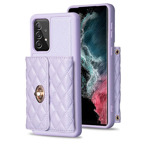 Coque Silicone Gel Motif Cuir Housse Etui BF3 pour Samsung Galaxy A52 5G Violet Clair