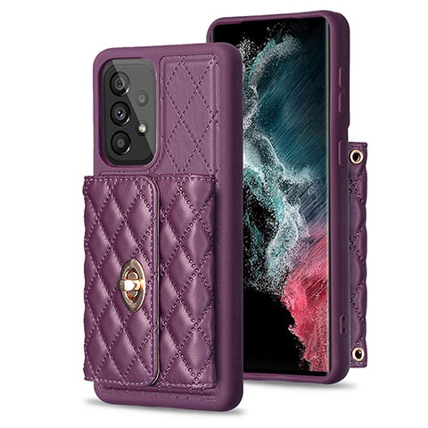 Coque Silicone Gel Motif Cuir Housse Etui BF3 pour Samsung Galaxy A53 5G Violet