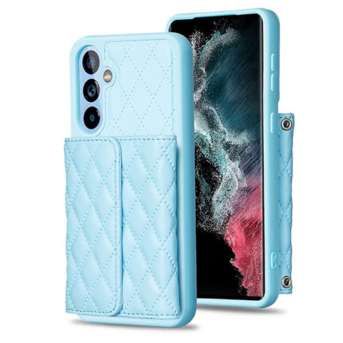 Coque Silicone Gel Motif Cuir Housse Etui BF3 pour Samsung Galaxy A54 5G Bleu Ciel