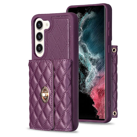 Coque Silicone Gel Motif Cuir Housse Etui BF3 pour Samsung Galaxy S22 5G Violet