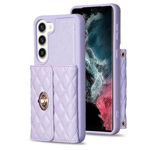 Coque Silicone Gel Motif Cuir Housse Etui BF3 pour Samsung Galaxy S23 5G Violet Clair