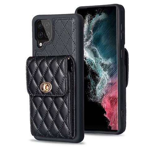 Coque Silicone Gel Motif Cuir Housse Etui BF4 pour Samsung Galaxy A12 5G Noir