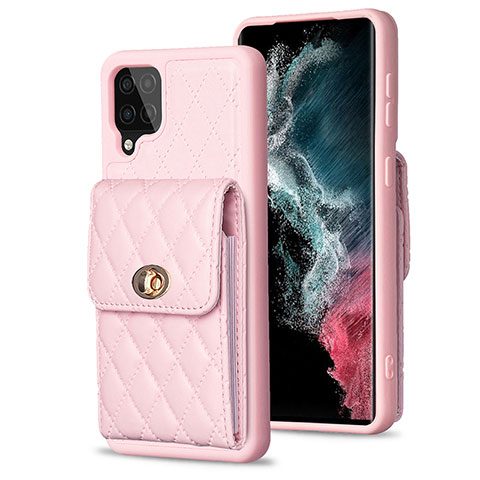 Coque Silicone Gel Motif Cuir Housse Etui BF4 pour Samsung Galaxy A12 Nacho Or Rose