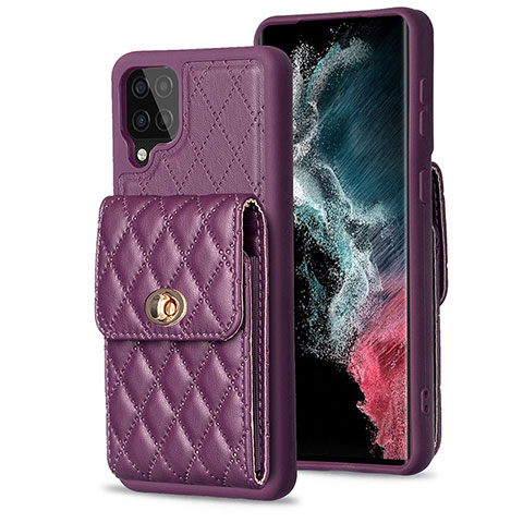 Coque Silicone Gel Motif Cuir Housse Etui BF4 pour Samsung Galaxy A12 Violet